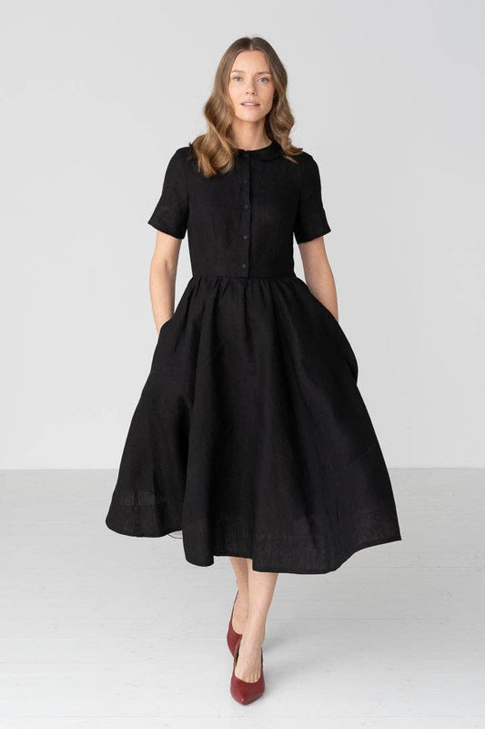 Classic – Short Sleeve Peter Pan Collar Linen Dress