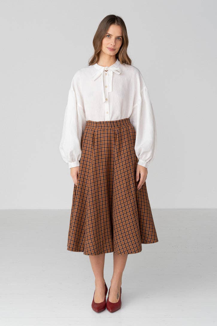 Classic – Full-Circle Linen Midi Skirt