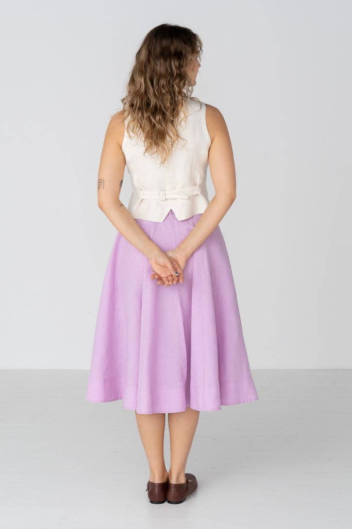 Classic – Full-Circle Linen Midi Skirt