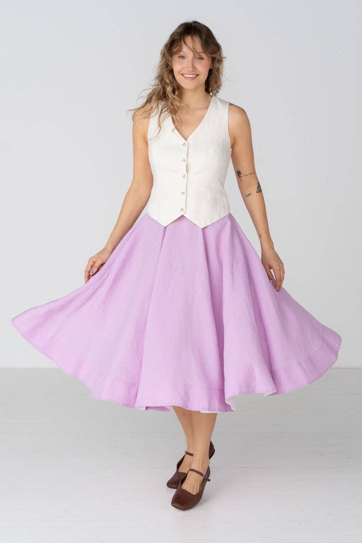 Classic – Full-Circle Linen Midi Skirt
