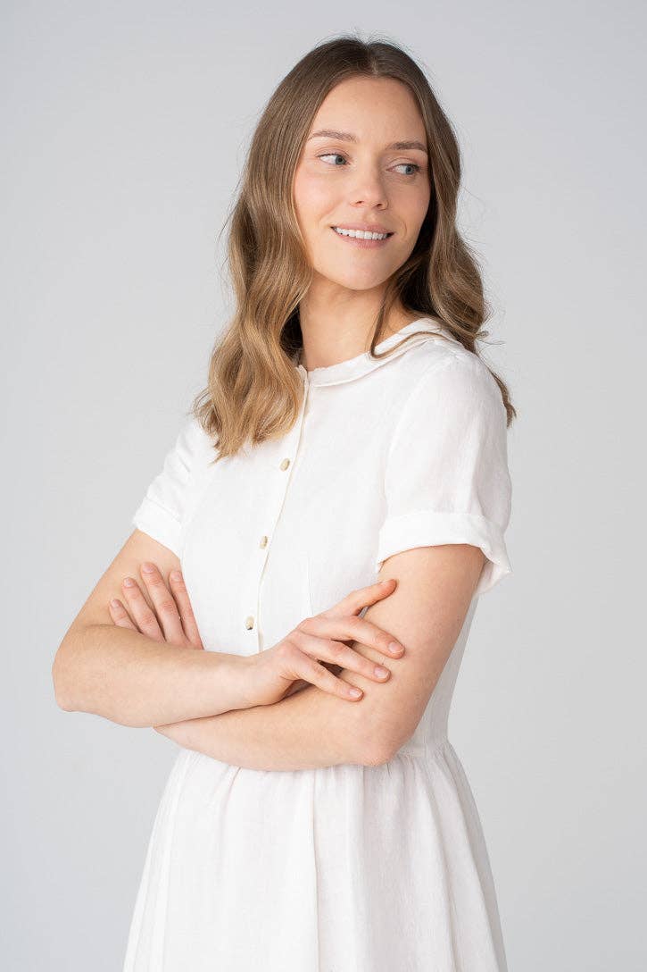 Classic – Short Sleeve Peter Pan Collar Linen Dress