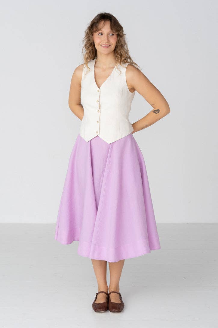 Classic – Full-Circle Linen Midi Skirt