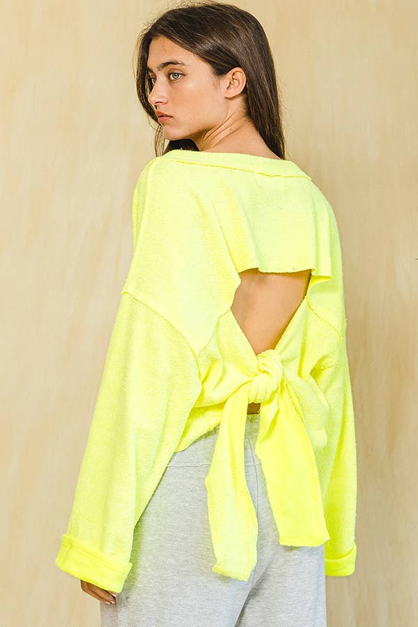 T2240 | Cutout Back Adjustable Tie Pullover Crop Top