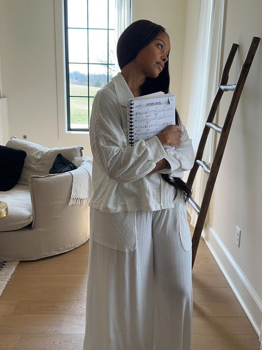 Piano Key Ivory Wide Leg Set