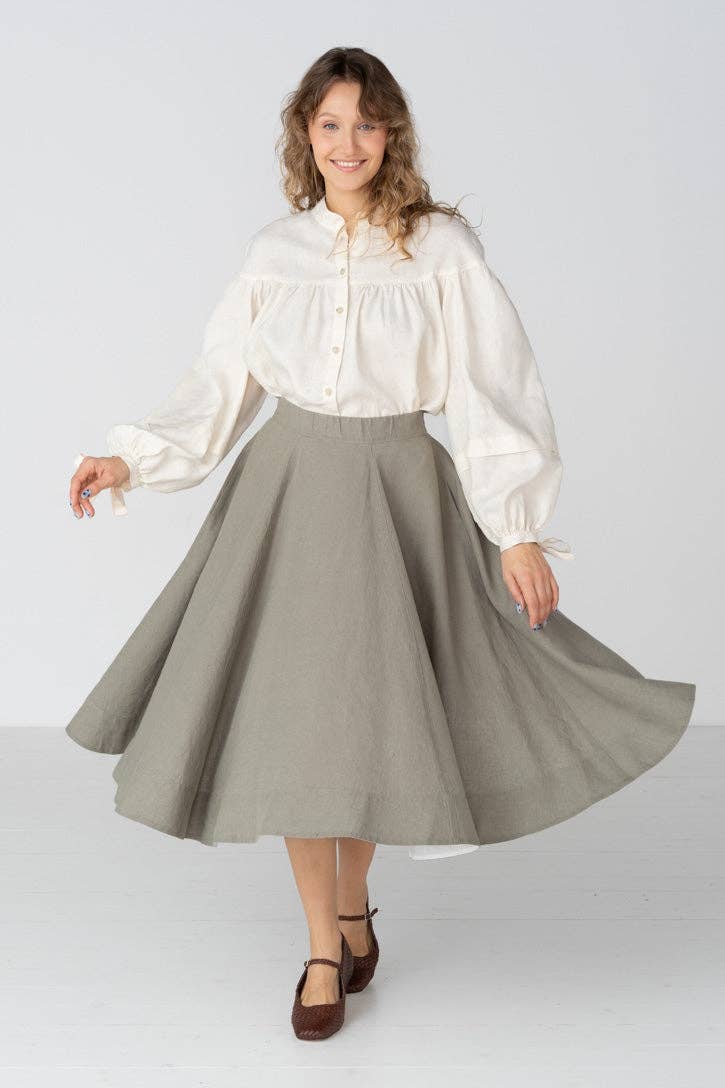 Classic – Full-Circle Linen Midi Skirt