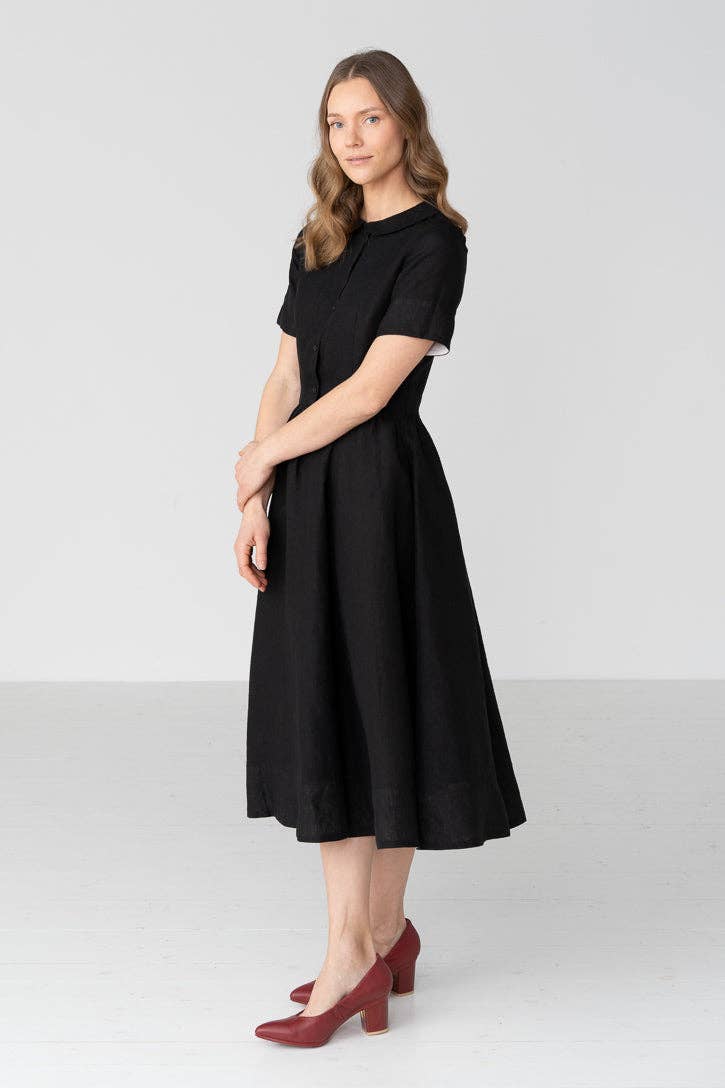 Classic – Short Sleeve Peter Pan Collar Linen Dress