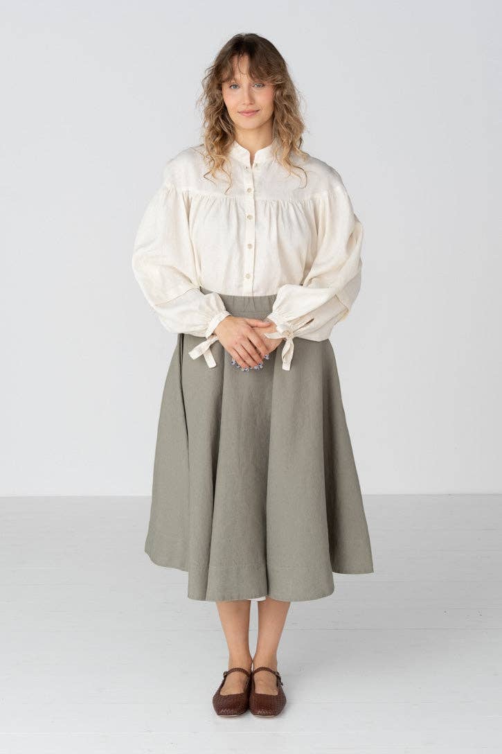 Classic – Full-Circle Linen Midi Skirt