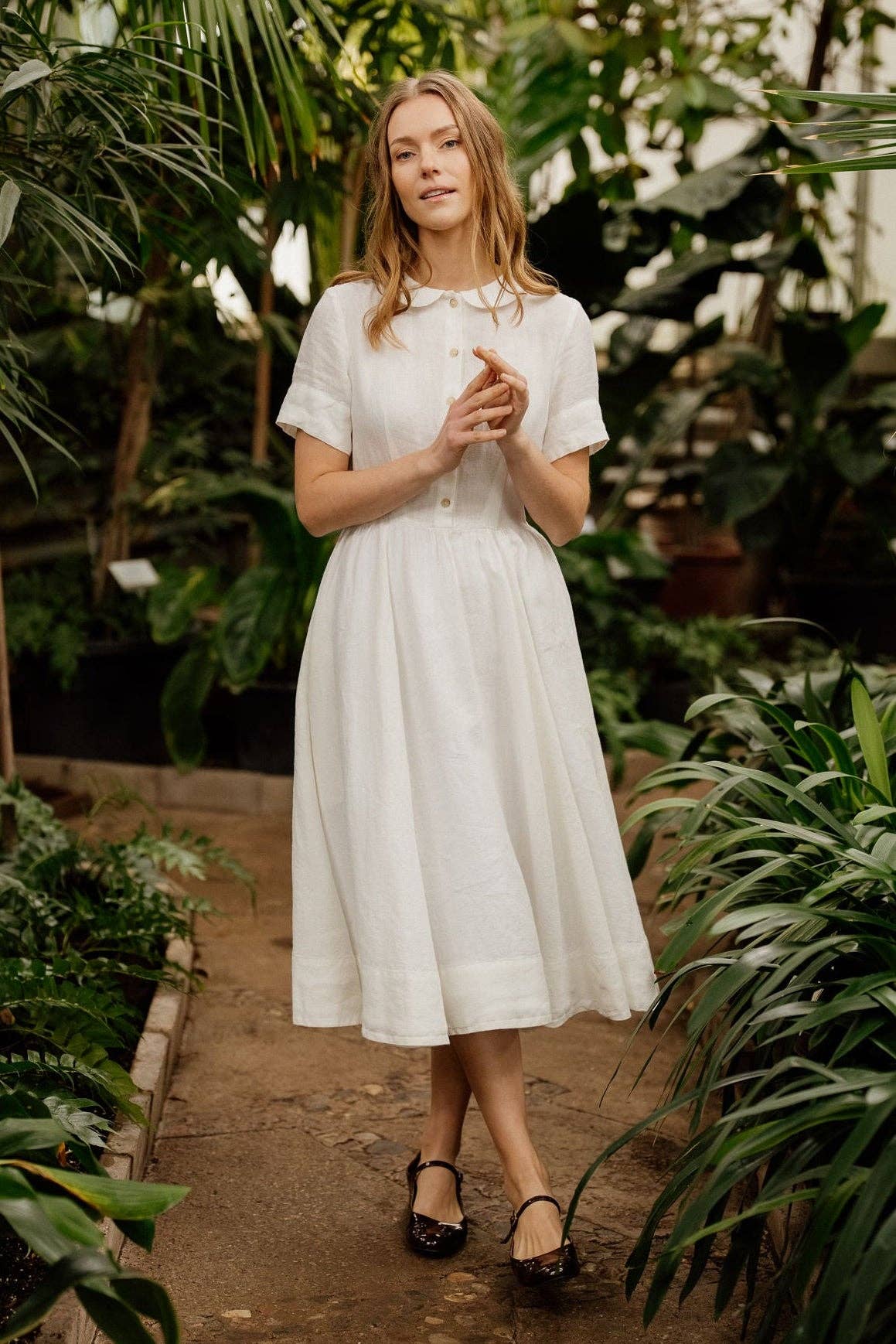 Classic – Short Sleeve Peter Pan Collar Linen Dress