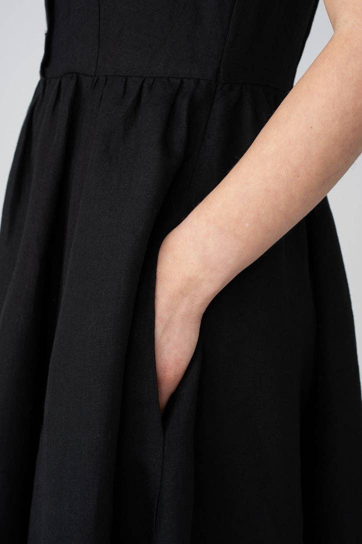 Classic – Short Sleeve Peter Pan Collar Linen Dress