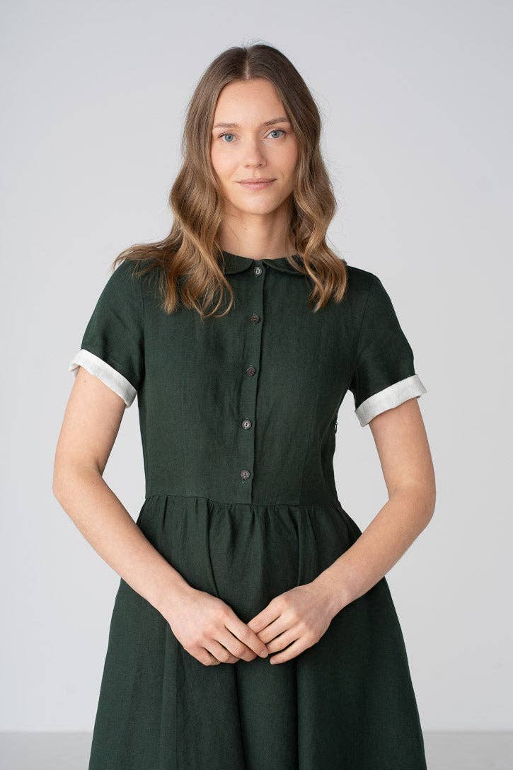 Classic – Short Sleeve Peter Pan Collar Linen Dress