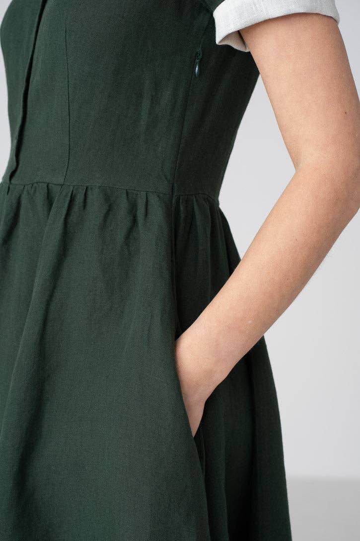 Classic – Short Sleeve Peter Pan Collar Linen Dress
