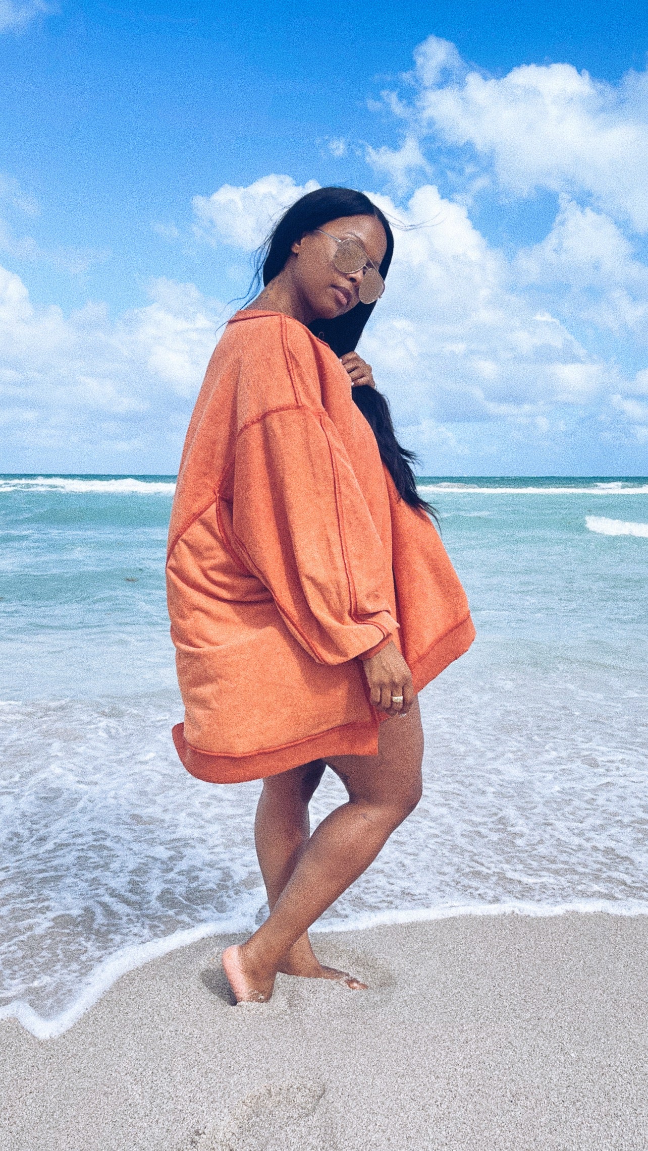 Big Orange Cozy Beach Sweatshirt