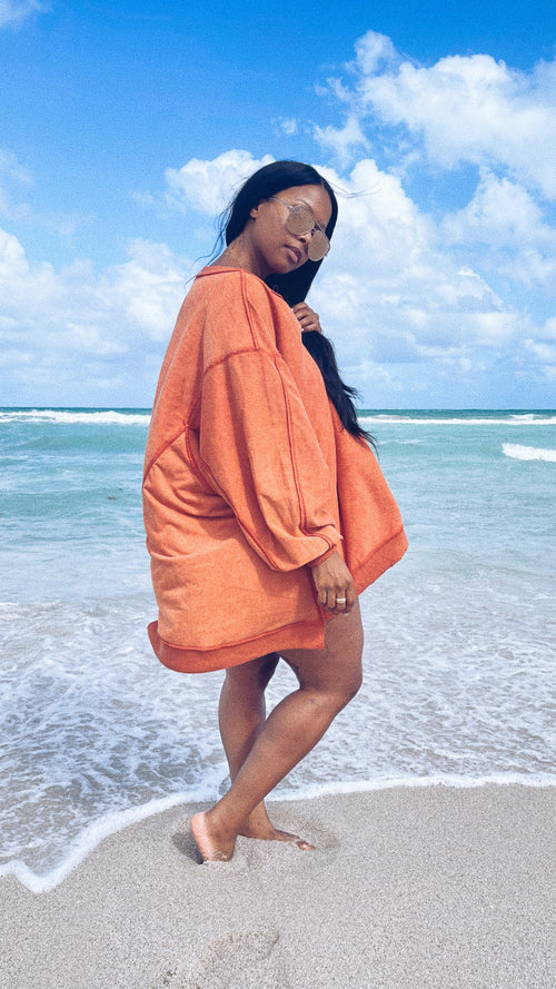 Big Orange Cozy Beach Sweatshirt