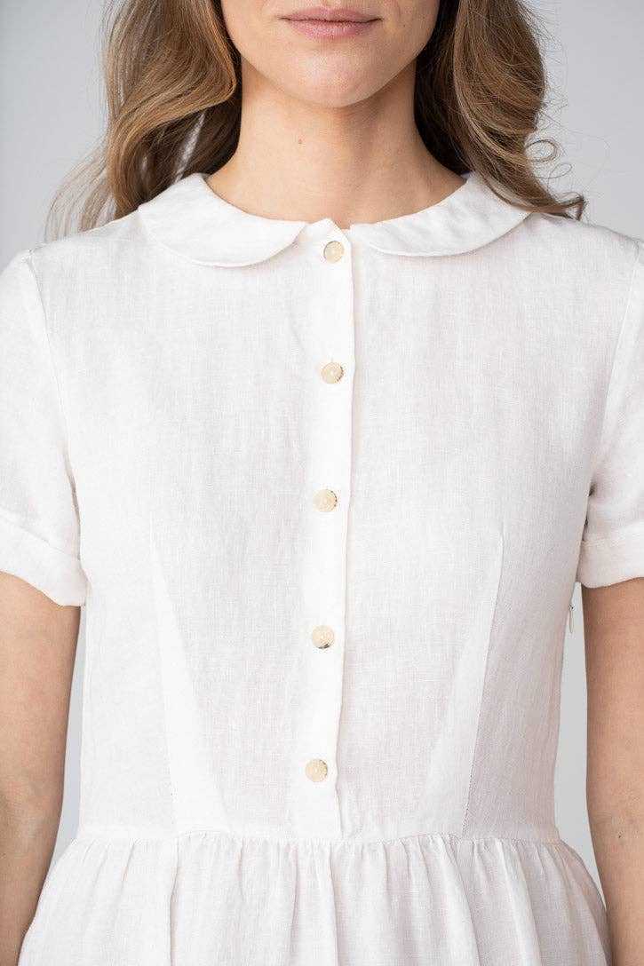 Classic – Short Sleeve Peter Pan Collar Linen Dress