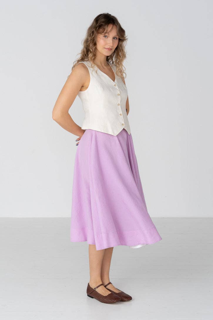 Classic – Full-Circle Linen Midi Skirt