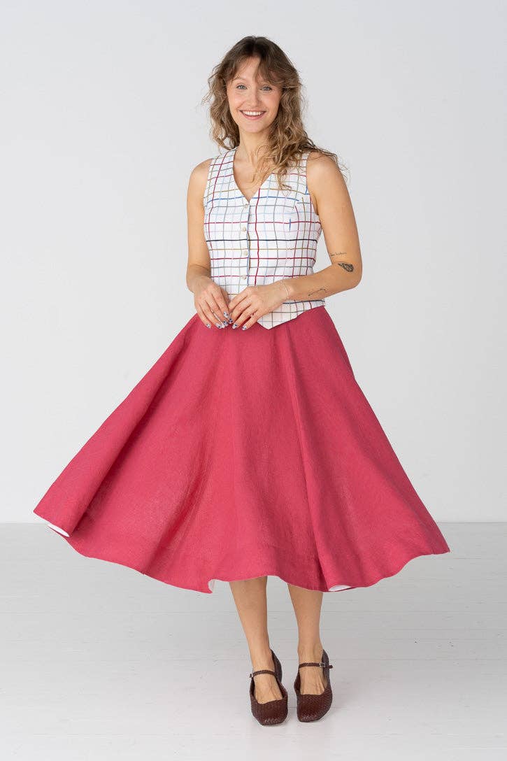Classic – Full-Circle Linen Midi Skirt