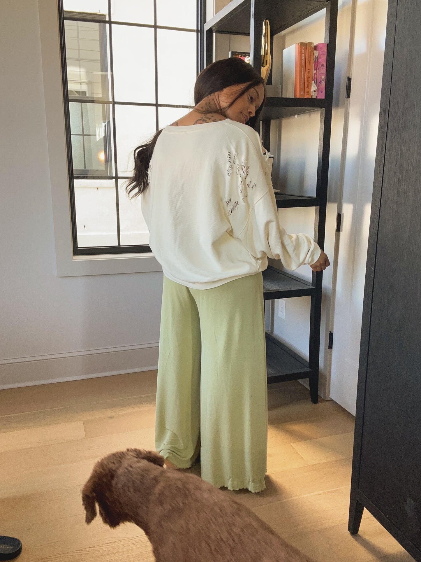 Pastel Yellow Cozy Distressed Cotton Sweatshirt.