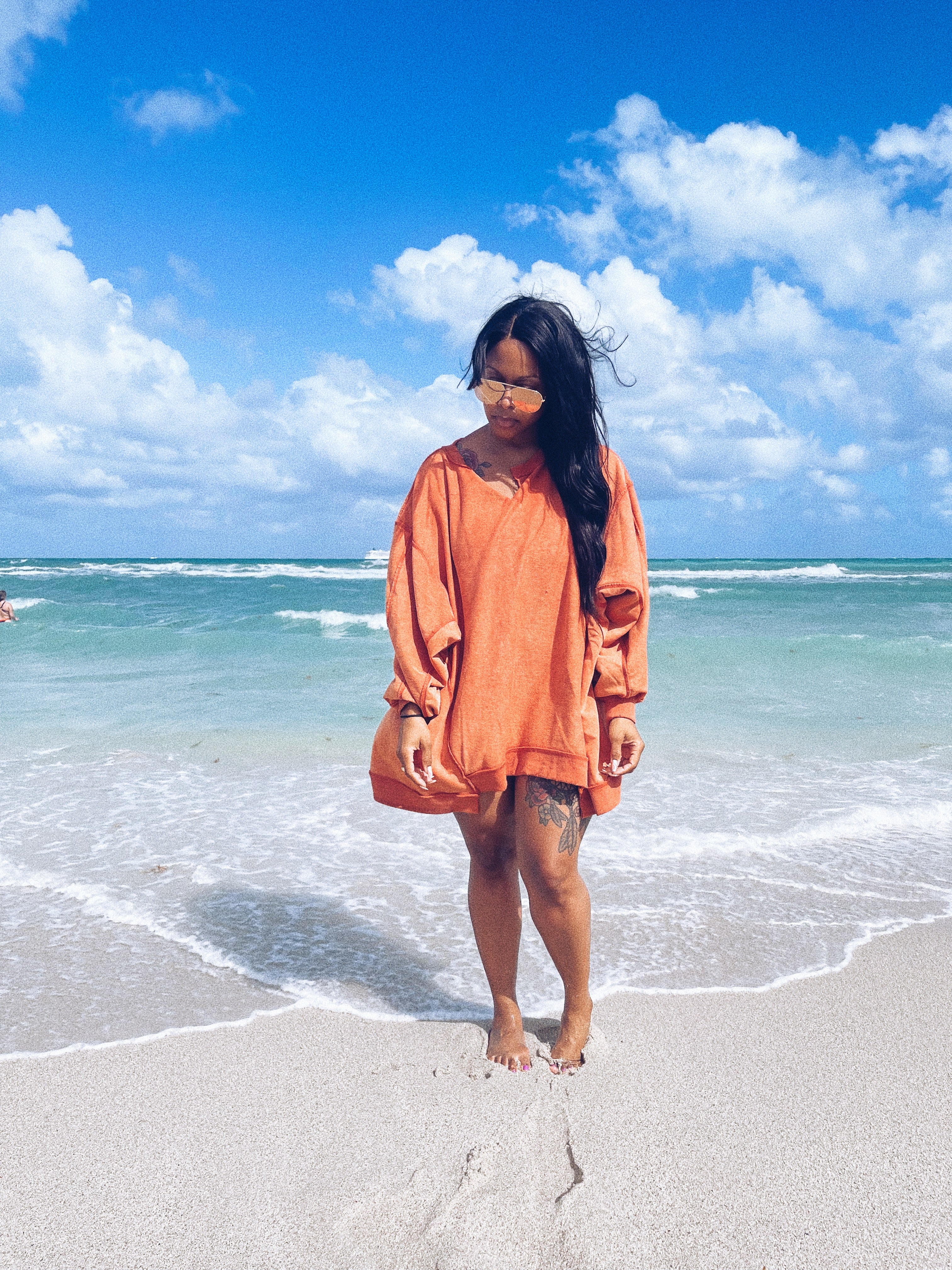 Big Orange Cozy Beach Sweatshirt