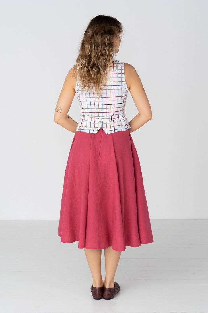 Classic – Full-Circle Linen Midi Skirt