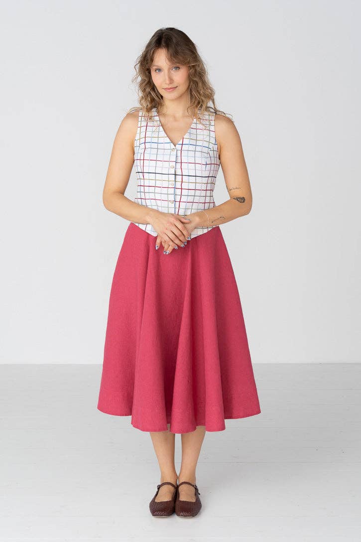 Classic – Full-Circle Linen Midi Skirt