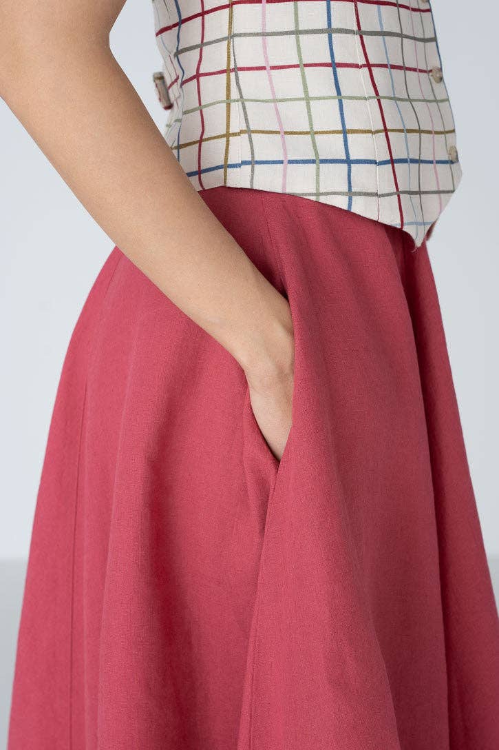 Classic – Full-Circle Linen Midi Skirt