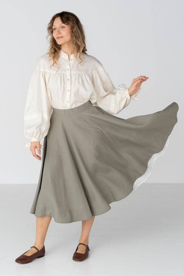 Classic – Full-Circle Linen Midi Skirt