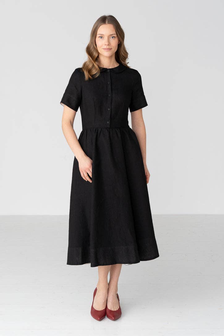 Classic – Short Sleeve Peter Pan Collar Linen Dress