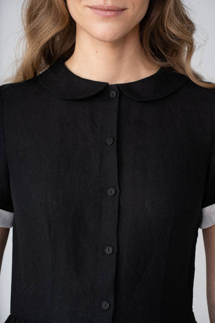 Classic – Short Sleeve Peter Pan Collar Linen Dress