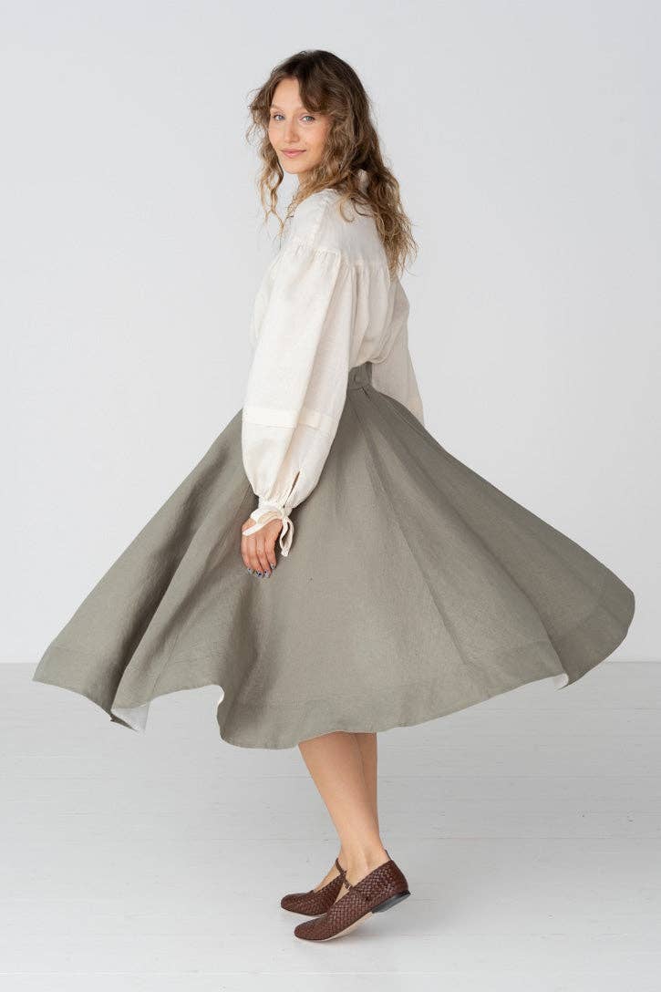 Classic – Full-Circle Linen Midi Skirt