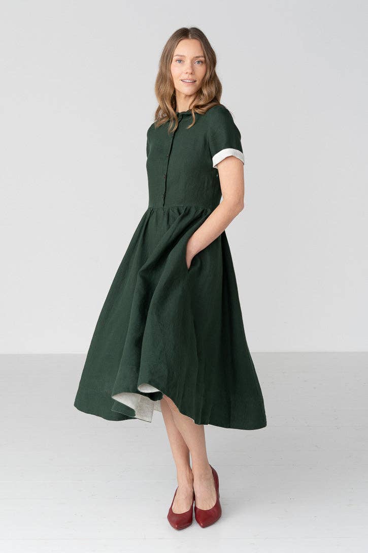 Classic – Short Sleeve Peter Pan Collar Linen Dress