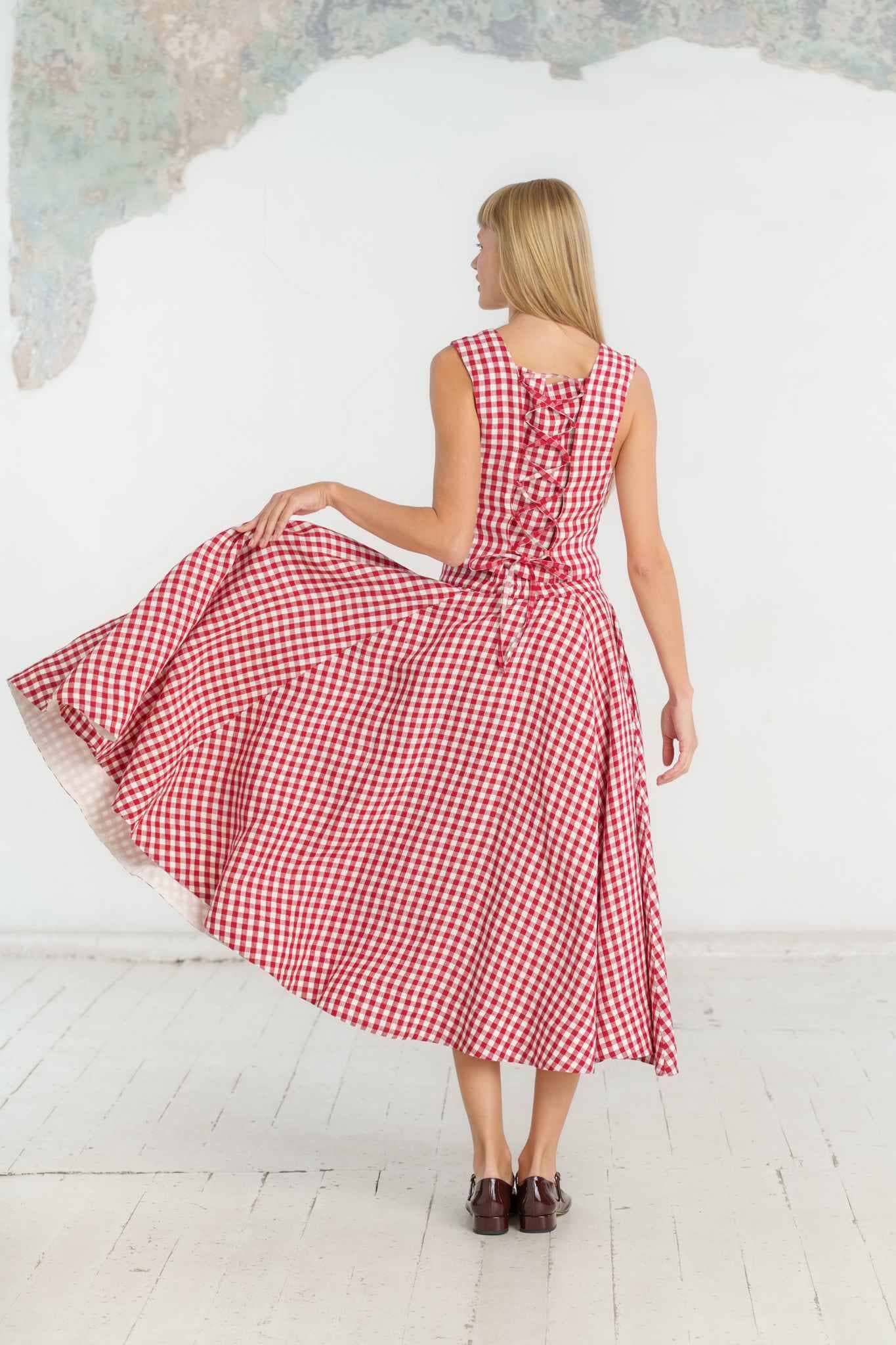 Second Breakfast Vest, Sleeveless, Red Gingham