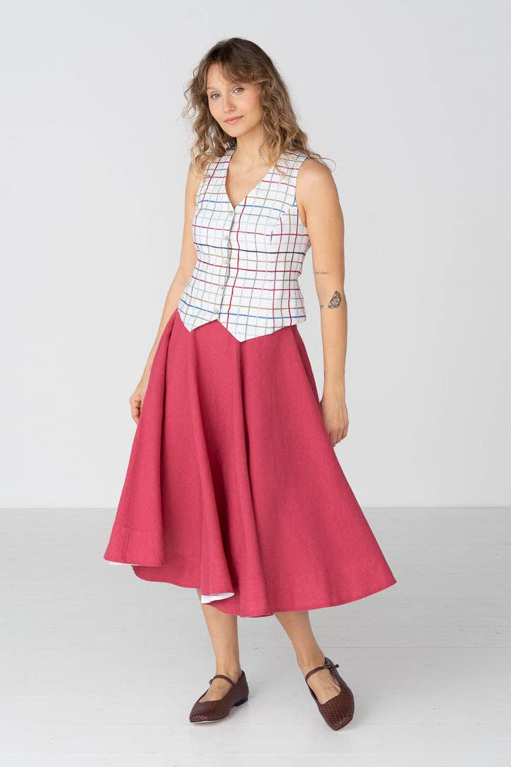 Classic – Full-Circle Linen Midi Skirt