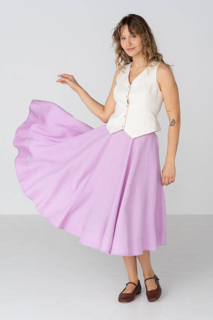 Classic – Full-Circle Linen Midi Skirt