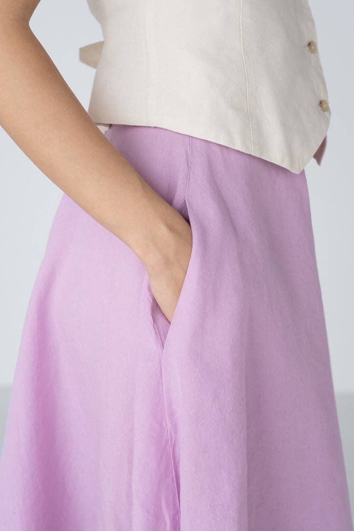 Classic – Full-Circle Linen Midi Skirt