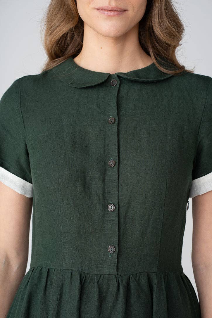 Classic – Short Sleeve Peter Pan Collar Linen Dress