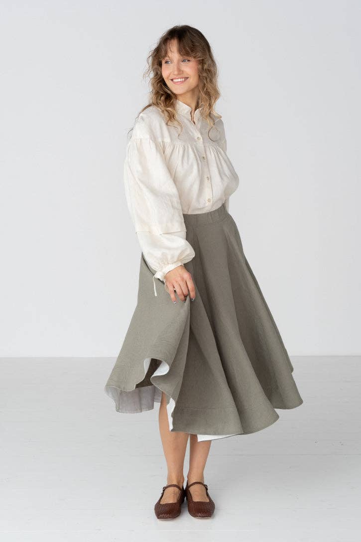 Classic – Full-Circle Linen Midi Skirt